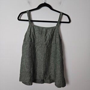 Athleta Size M Voyager 100% Linen Sleeveless Tank Aspen Olive Green Summer Top